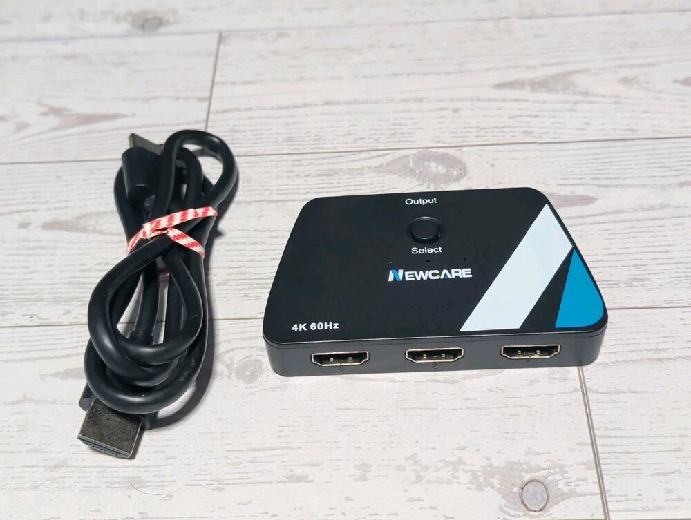 Newcard HDMI Switch Switcher 3 in 1 Out, 4K@60Hz Black for Consoles Streaming